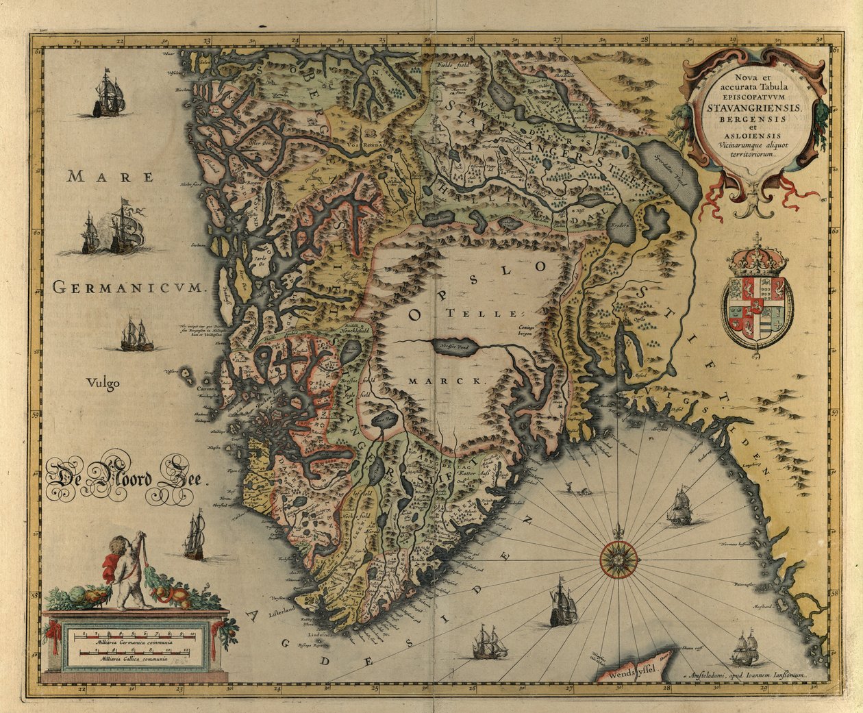 Nova et accurata tabula episcopatuum Stavangriensis, bergensis de Jan og Jodocus Hondius Janssonius