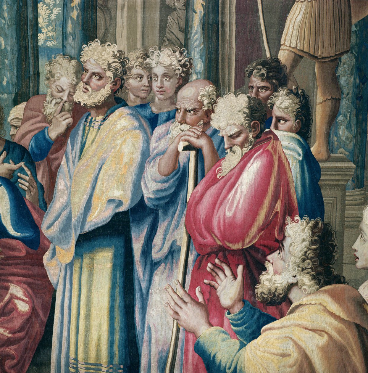 Tapiz que representa los Hechos de los Apóstoles, San Pablo predicando en el Areópago (detalle) de Raffaello Sanzio Raphael