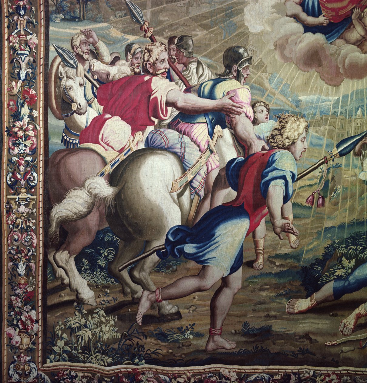 Tapiz que representa los Actos de los Apóstoles, la Conversión de San Pablo (detalle de los compañeros de San Pablo), tejido en el Taller de Beauvais bajo la dirección de Philippe Behagle (1641-1705), 1695-98 de Raffaello Sanzio Raphael