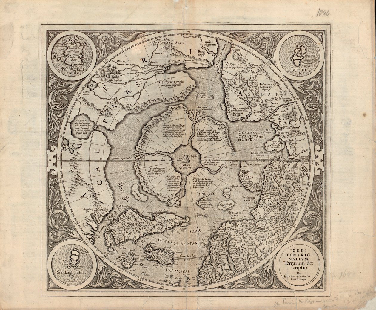 El mapa fue publicado en (1628) y muestra el Polo Norte, las regiones del norte de Unbekannt Unbekannt