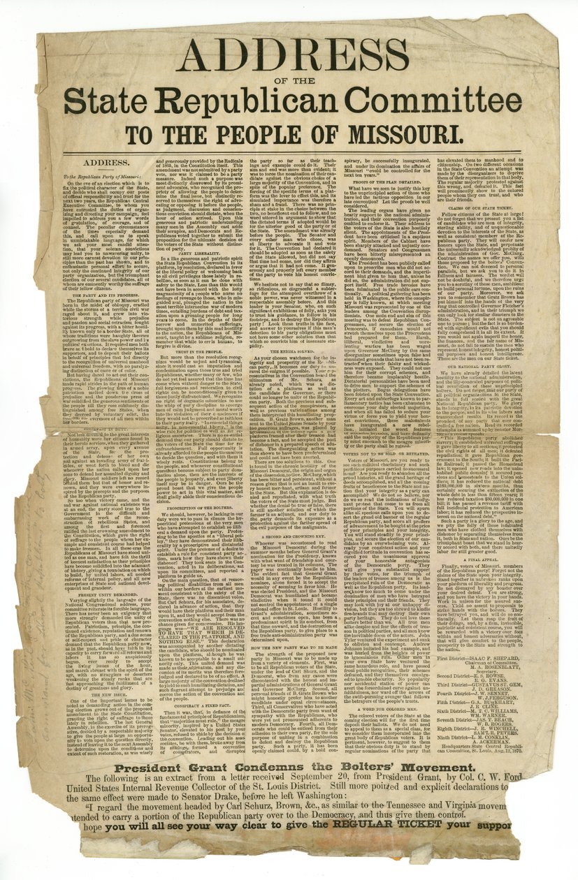 Discurso del Comité Republicano del Estado al Pueblo de Missouri de Unknown
