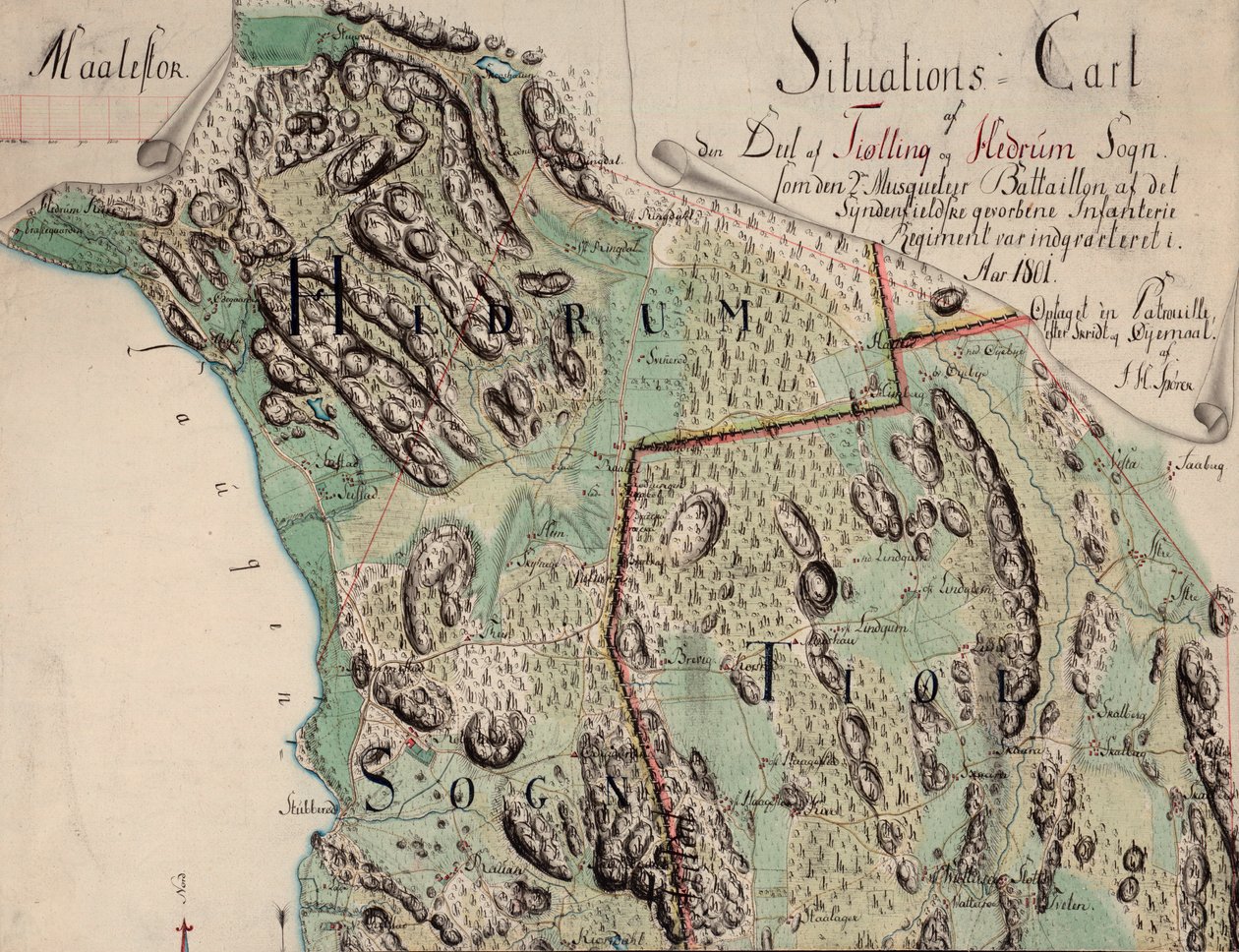 El mapa fue publicado en dibujo a mano (1801) y muestra Vestfold de Unknown