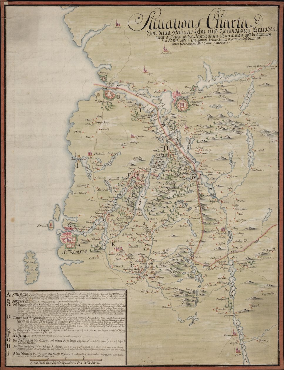 Carta de situación de los feudos de Bahuus y las fronteras noruegas de Unknown