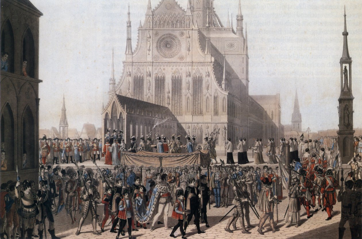 Diseño de escena de Heinrich Anton Dähling para La doncella de Orleans de Schiller de Unknown