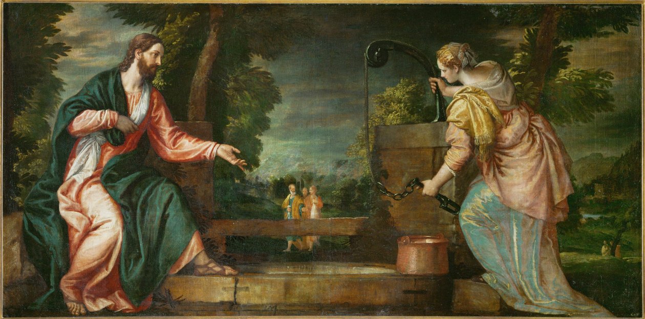 Cristo y la Samaritana junto al pozo (pintura sobre lienzo) de (1528-88) Veronese