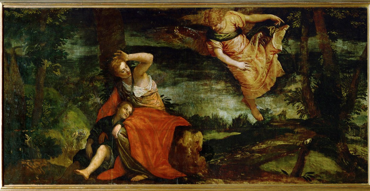 Agar e Ismael en el desierto de Bersheeba, Israel ... (óleo sobre lienzo) de (1528-88) Veronese