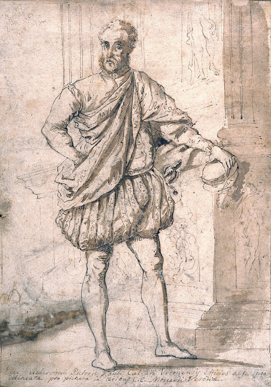 Autorretrato (pluma, tinta marrón y aguada de tinta marrón sobre papel verjurado blanco hueso) de (1528 88) Veronese