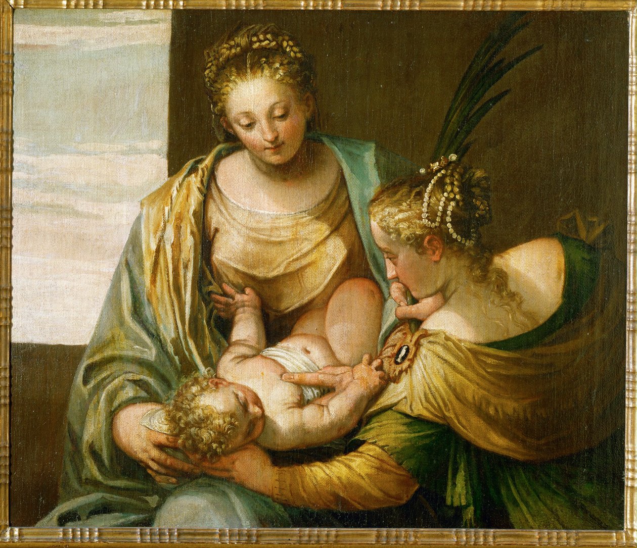 El matrimonio místico de Santa Catalina de Siena ... (óleo sobre lienzo) de (1528-88) Veronese