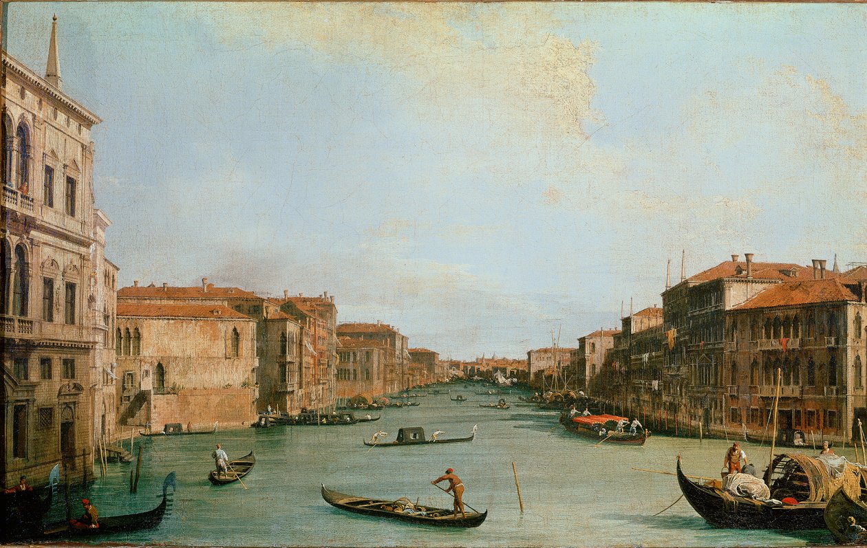 El Gran Canal visto desde el Palazzo Balbi (Il Canal Grande da Palazzo Balbi). Vista de Venecia a lo largo del Canal. Pintura de Giovanni Antonio Canal detto il Canaletto (1697-1768). Florencia, Galleria degli Uffizi de Canaletto