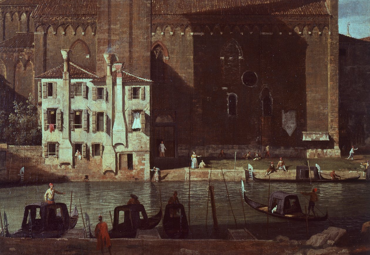 El patio de cantero en Campo (plaza) San Vidal y la iglesia de Santa Maria della Carita, .c.1725 (óleo sobre lienzo) de (1697 1768) Canaletto