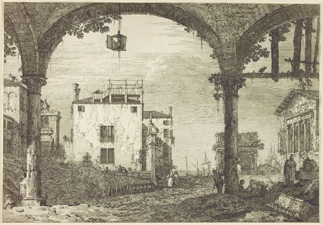 Le Portique a la Lanterne, c.1744 de Canaletto