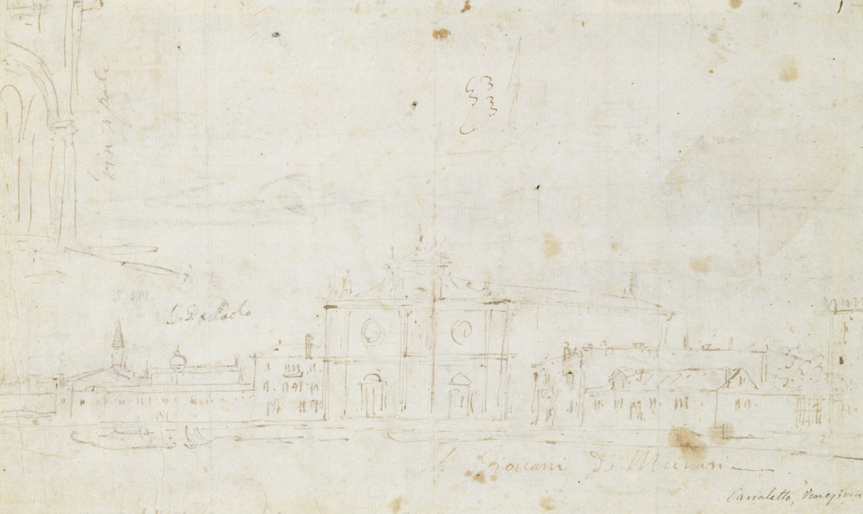 Murano: San Giovanni Dei Battuti, con Venecia a lo lejos, c.1735-40 de Canaletto