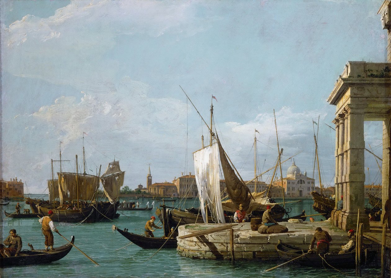 Punta della Dogana en Venecia por Canaletto, c. 1725 de Canaletto