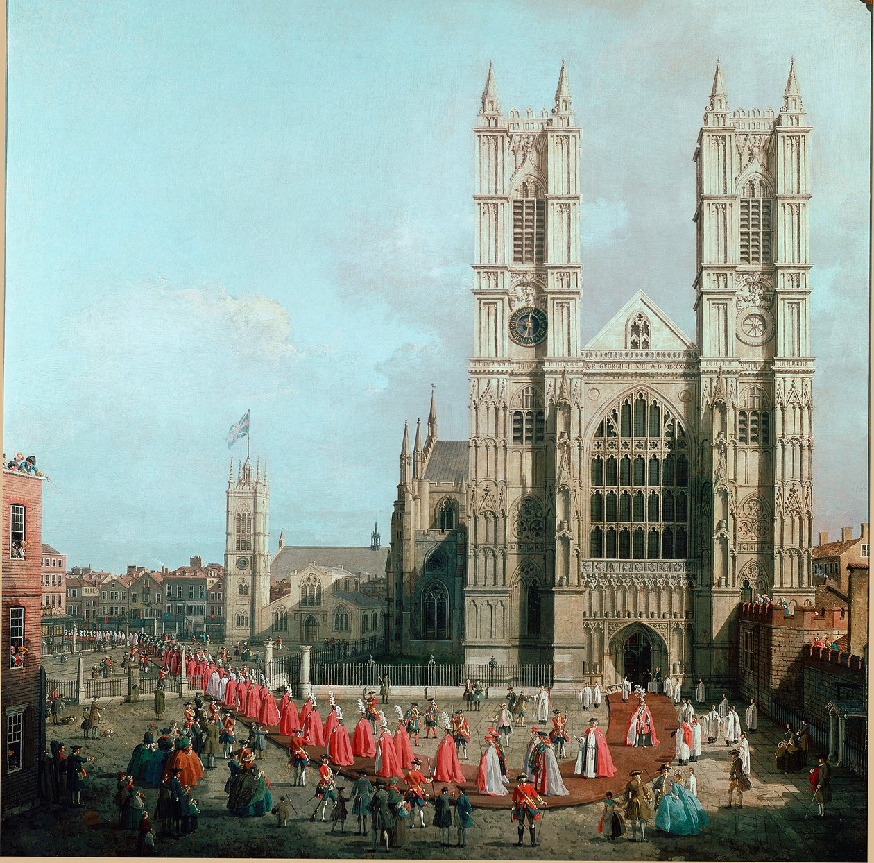 Vista de la Abadía de Westminster y la Procesión de los Caballeros de la Orden del Baño. Pintura de Giovanni Antonio Canal, conocido como Canaletto (1697-1768) 1749. Londres, Westminster de Canaletto