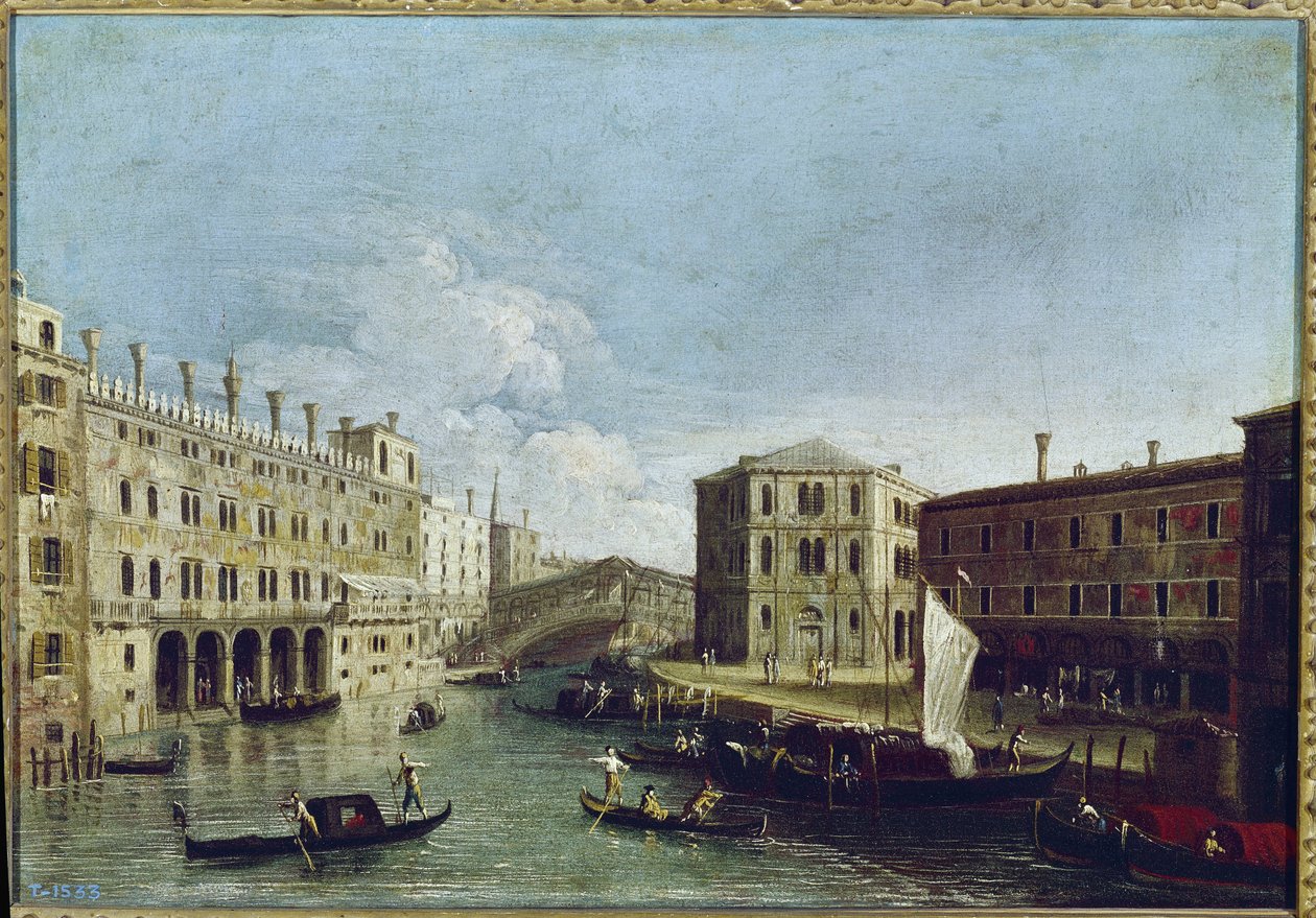 Vista del Gran Canal y el Rialto, a la izquierda el Fondaco dei Tedeschi de Canaletto