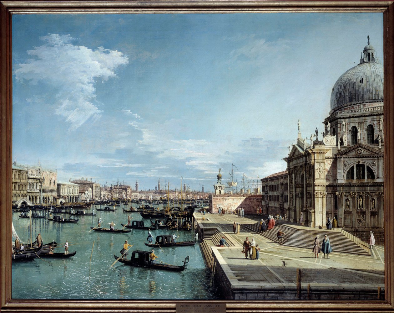 Vista de la entrada al Gran Canal y la Iglesia de la Salud en Venecia de Canaletto