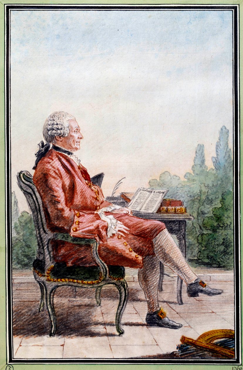 Retrato de Charles Marie de La Condamine (1701-1774), explorador y científico francés. Acuarela de Louis Carrogis Carmontelle (1717-1806). Siglo XVIII Chantilly. Museo Condé de Carmontelle