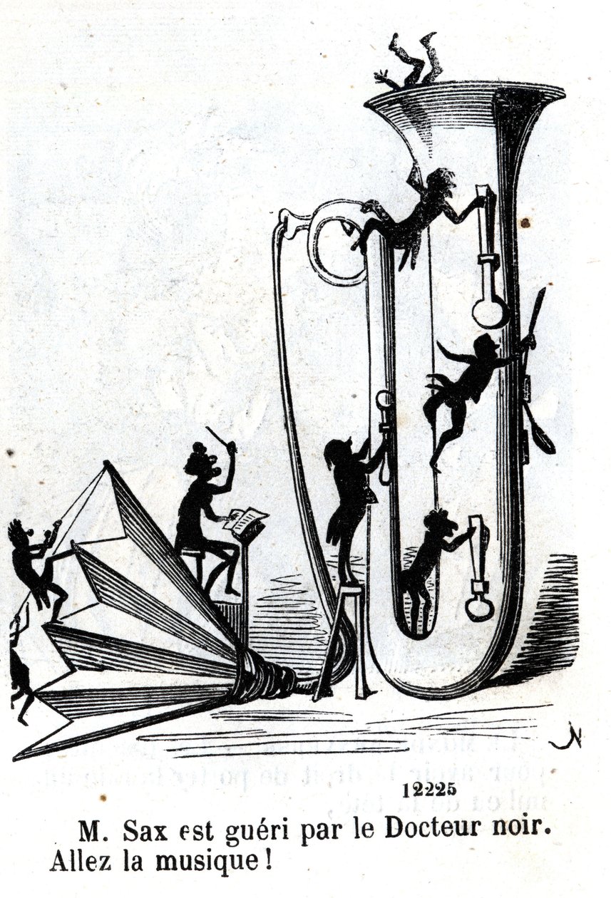 El Sr. Sax es herido por el doctor negro. (Adolphe Sax, inventor del saxofón, 1814-1894) de Nadar