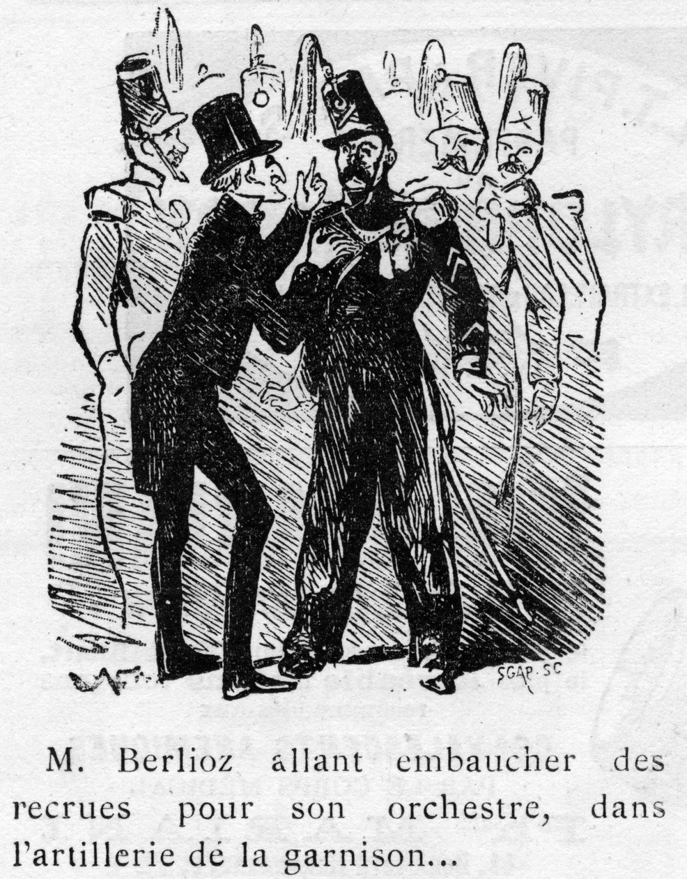 Caricatura sobre la obra de Berlioz diseñada por Nadar en 1856 para el Journal pour rire de Nadar