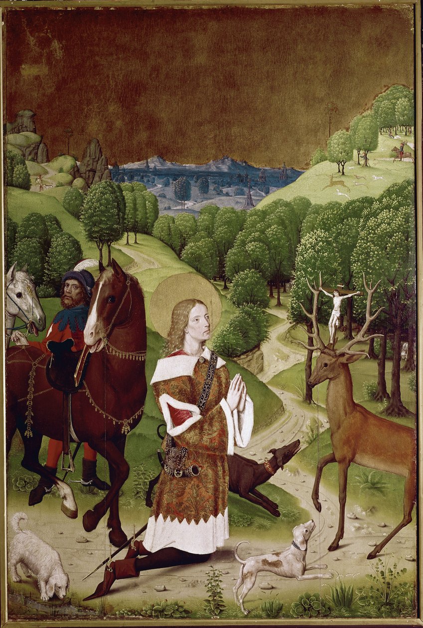 Conversión de San Huberto (óleo sobre tabla) de (active c.1463 c.1490) Master of Wilten