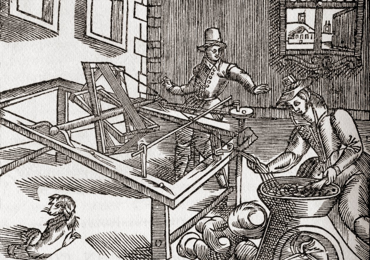 Enrollado de seda, facsímil de una imagen en "Virginia Truly Valued" de Edward William, 1650, de 