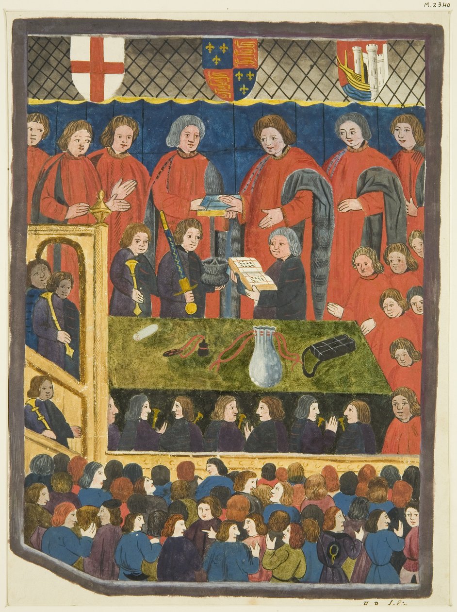 Copias de Ilustraciones del Calendario de Ricart - La ceremonia de juramentación del Alcalde de Bristow de (after) English School