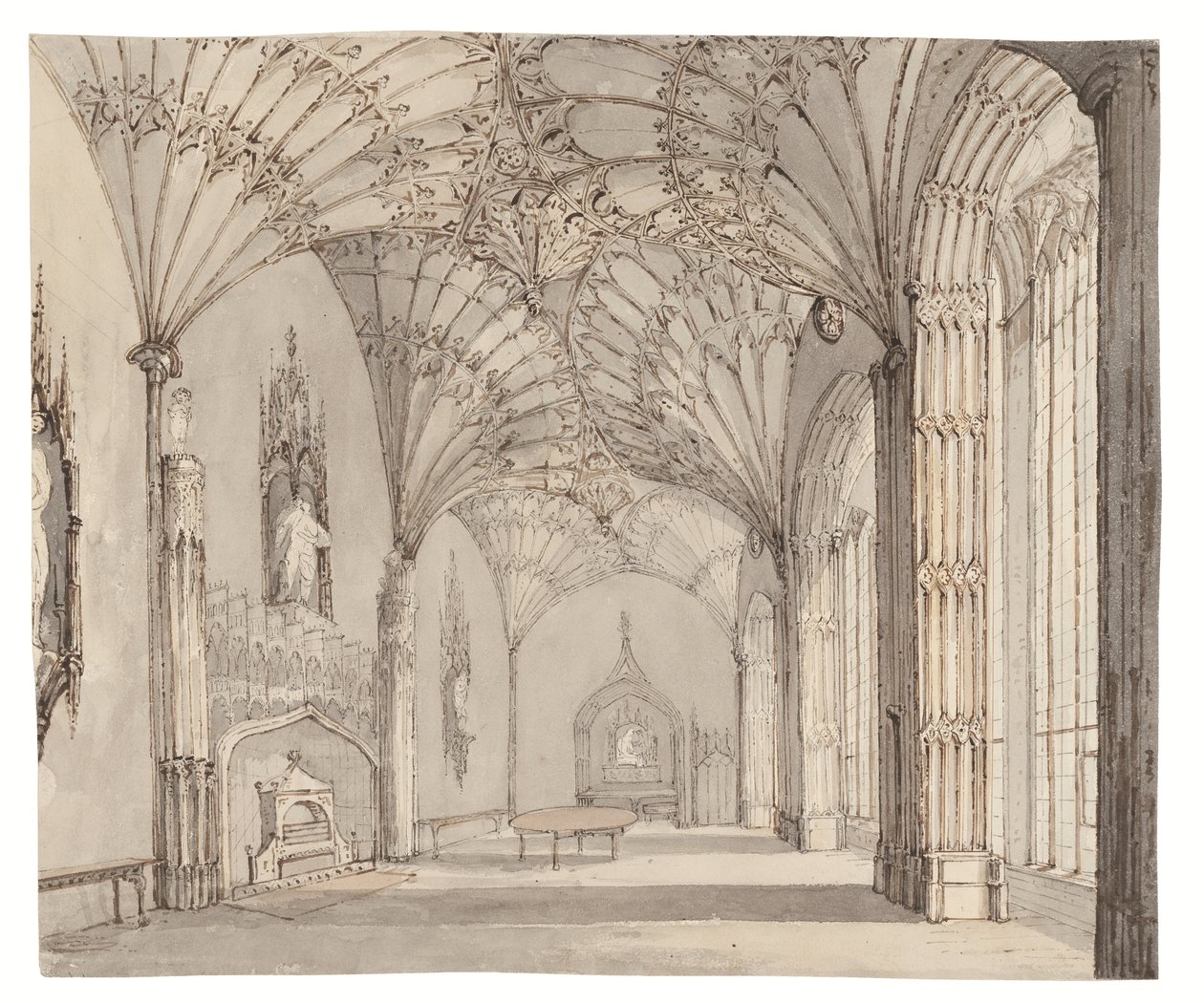 El comedor de Arbury Hall, Nuneaton, Warwickshire, c. 1810 de (after) English School