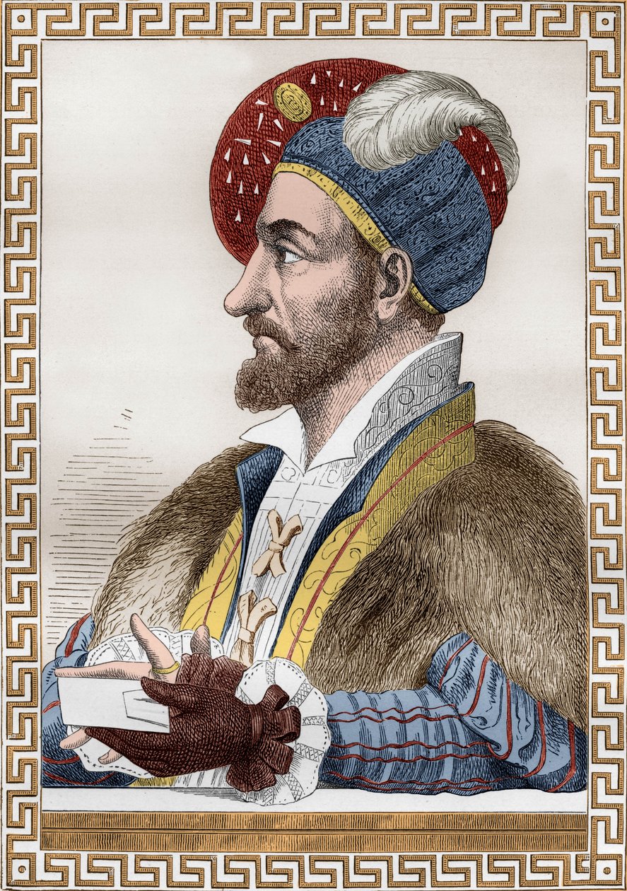 Carlos III Duque de Borbón, conocido como el Condestable de Borbón (1490-1527) condestable de Francia en 1515-1521, entró entonces al servicio de Carlos Quinto, grabado según Gaignieres del libro "François1er" de De Lescure de (after) French School