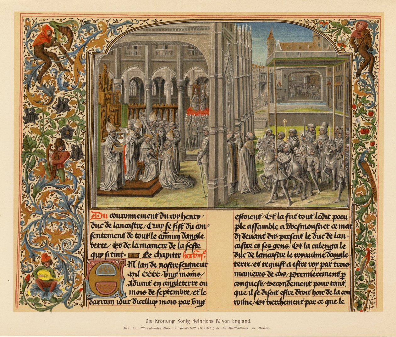 Coronación de Enrique IV (litografía en color) de (after) French School