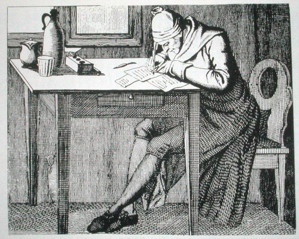 Gaspard Lavater (1741-1801) en su estudio, copia de una ilustración de su 