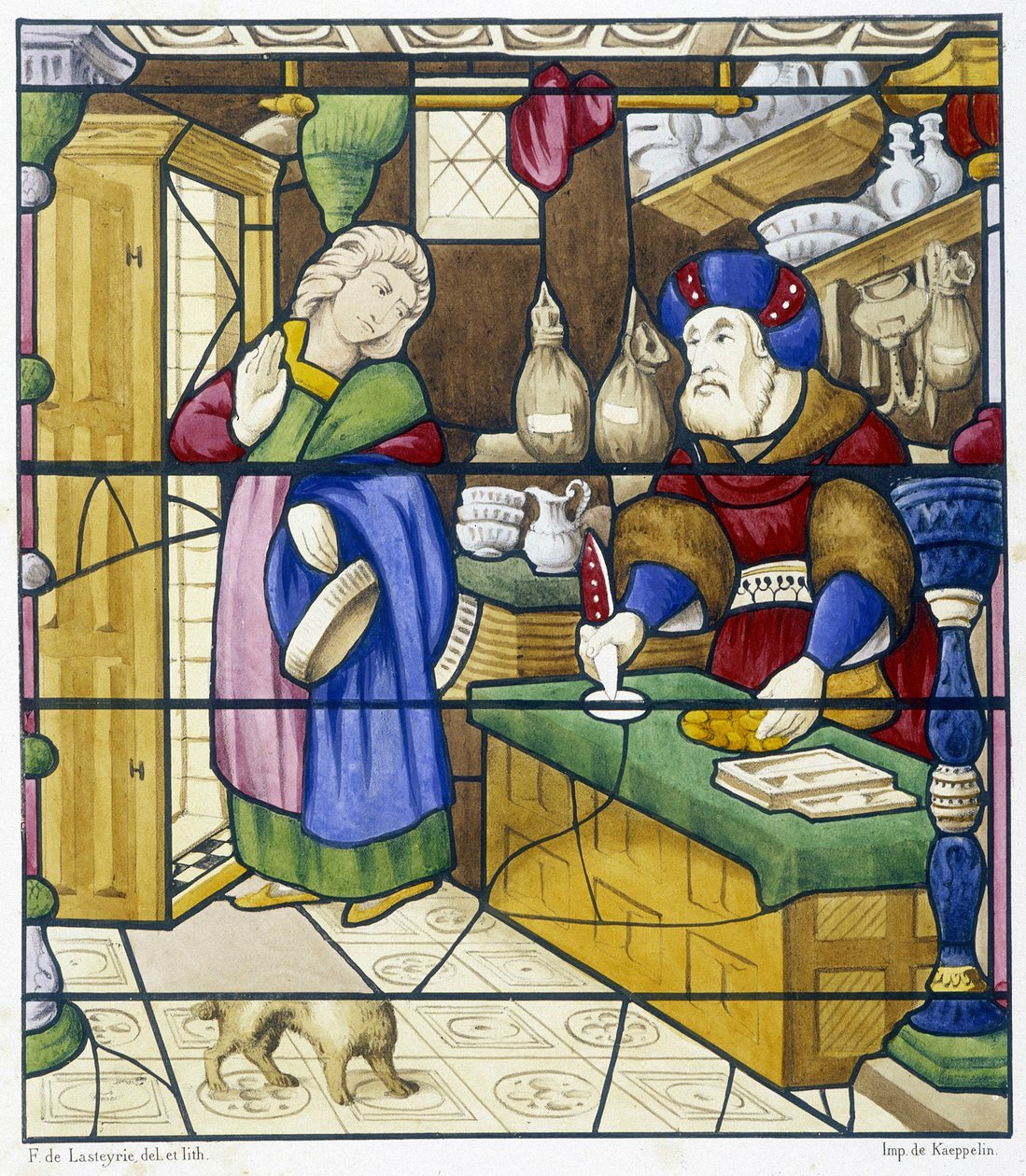 Historia del judío de la calle Billettes - facsímil de una vidriera, Iglesia de San Alpin en Chalon de (after) French School