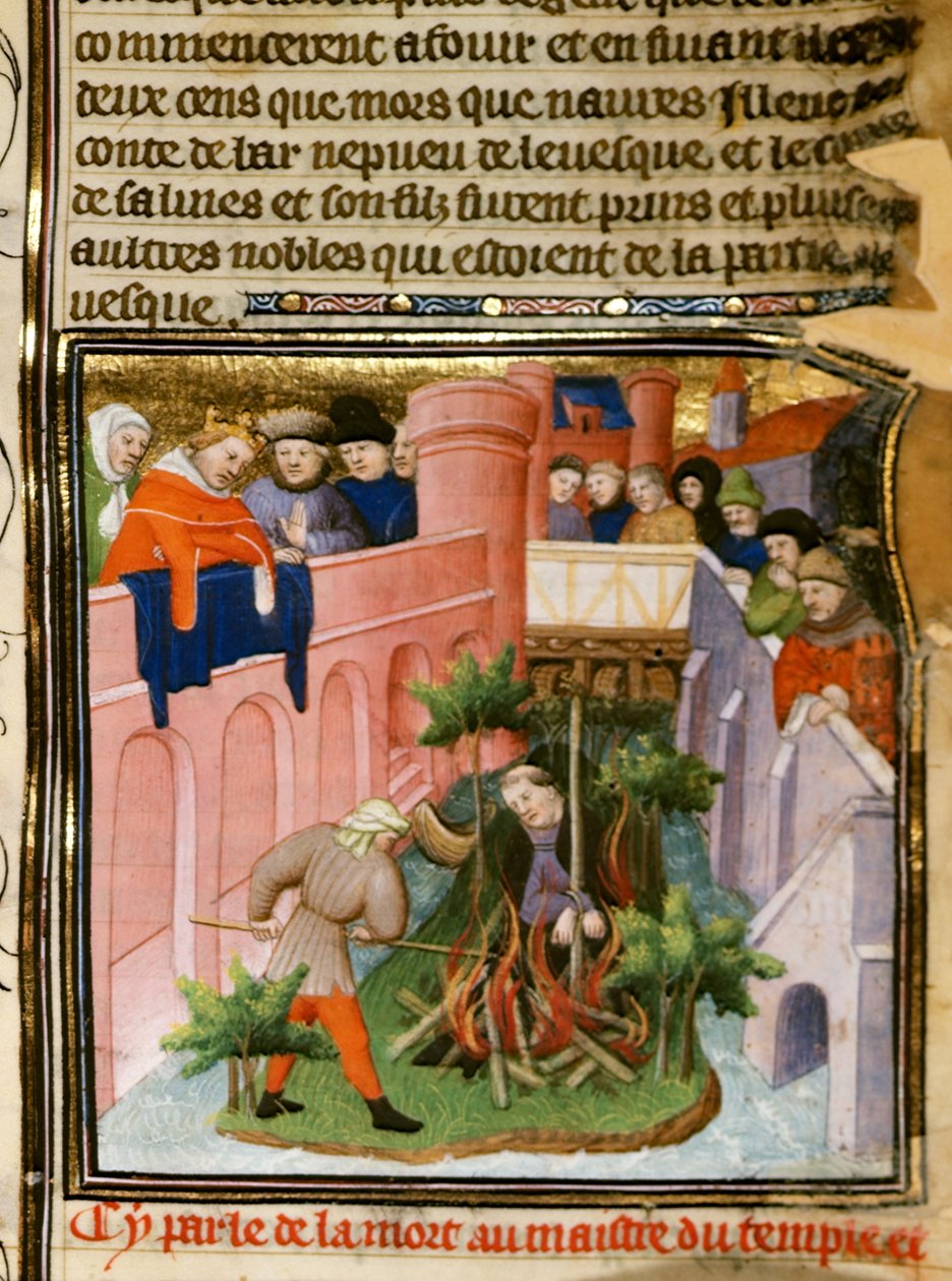 Cott Nero E II pt.2 fol.105 Quema del Maestro de los Templarios, de 