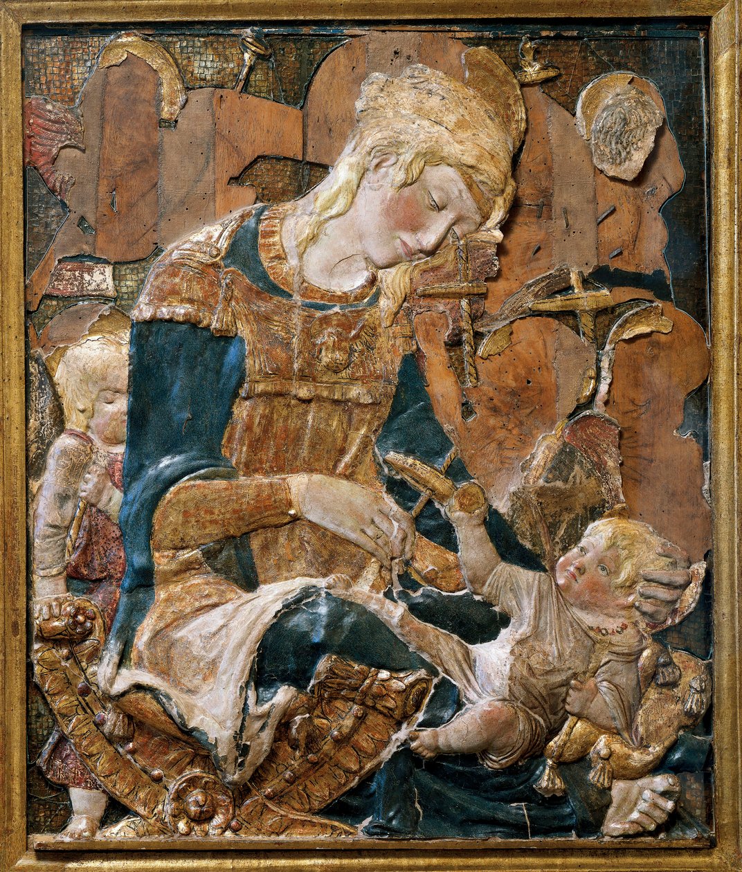 Madonna y Niño, bajorrelieve (terracota) de (attr. to) Donatello