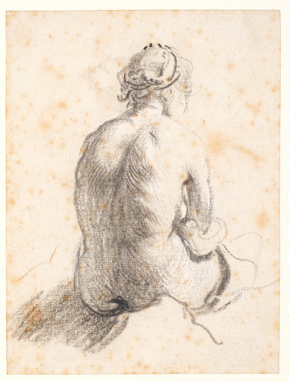 Estudio de un desnudo femenino (grafito sobre papel) de (attr. to) Rembrandt Harmensz. van Rijn