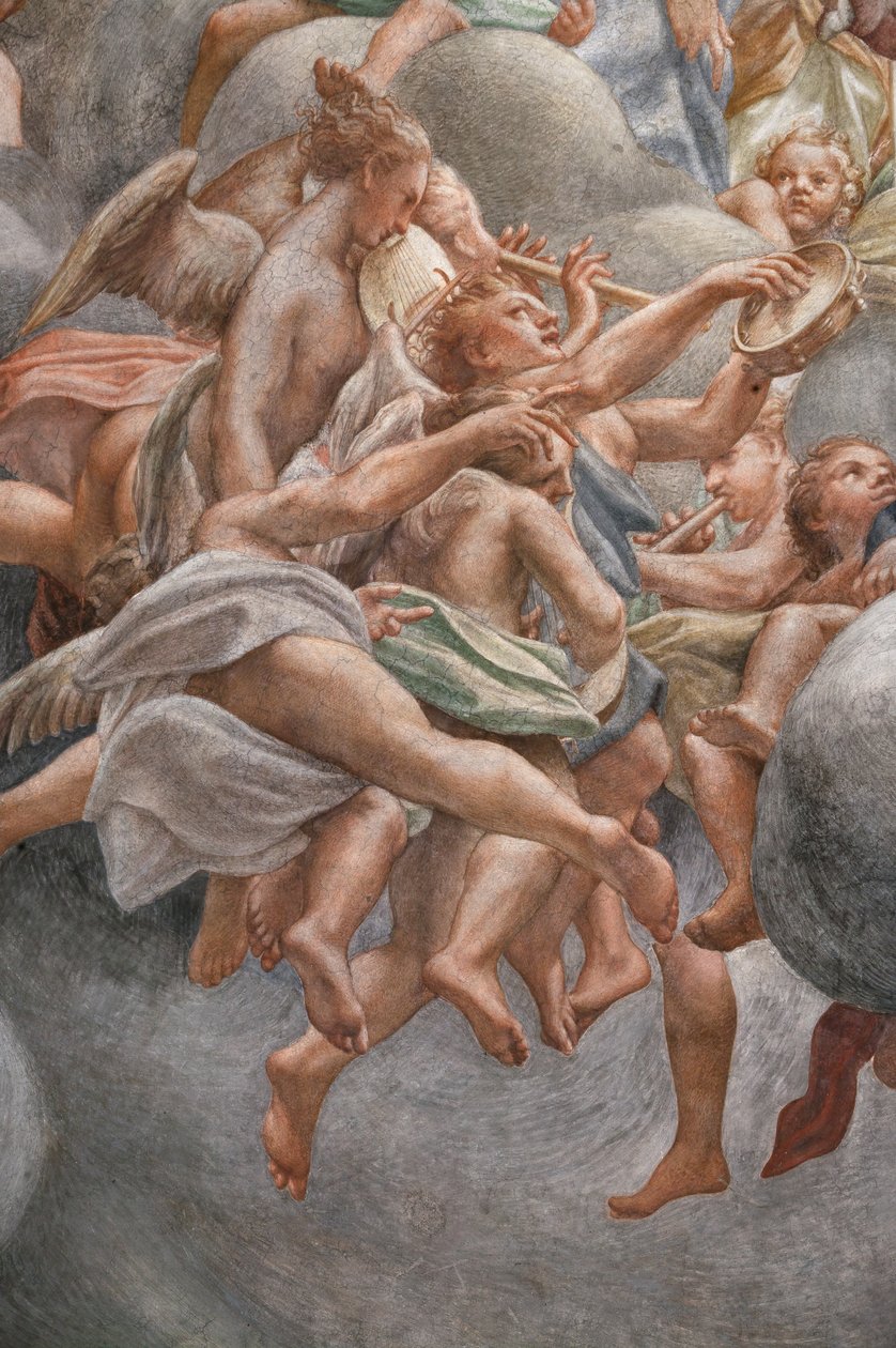 Ángulos tocando instrumentos musicales, , detalle de 3660852 de (c.1489 1534) Correggio
