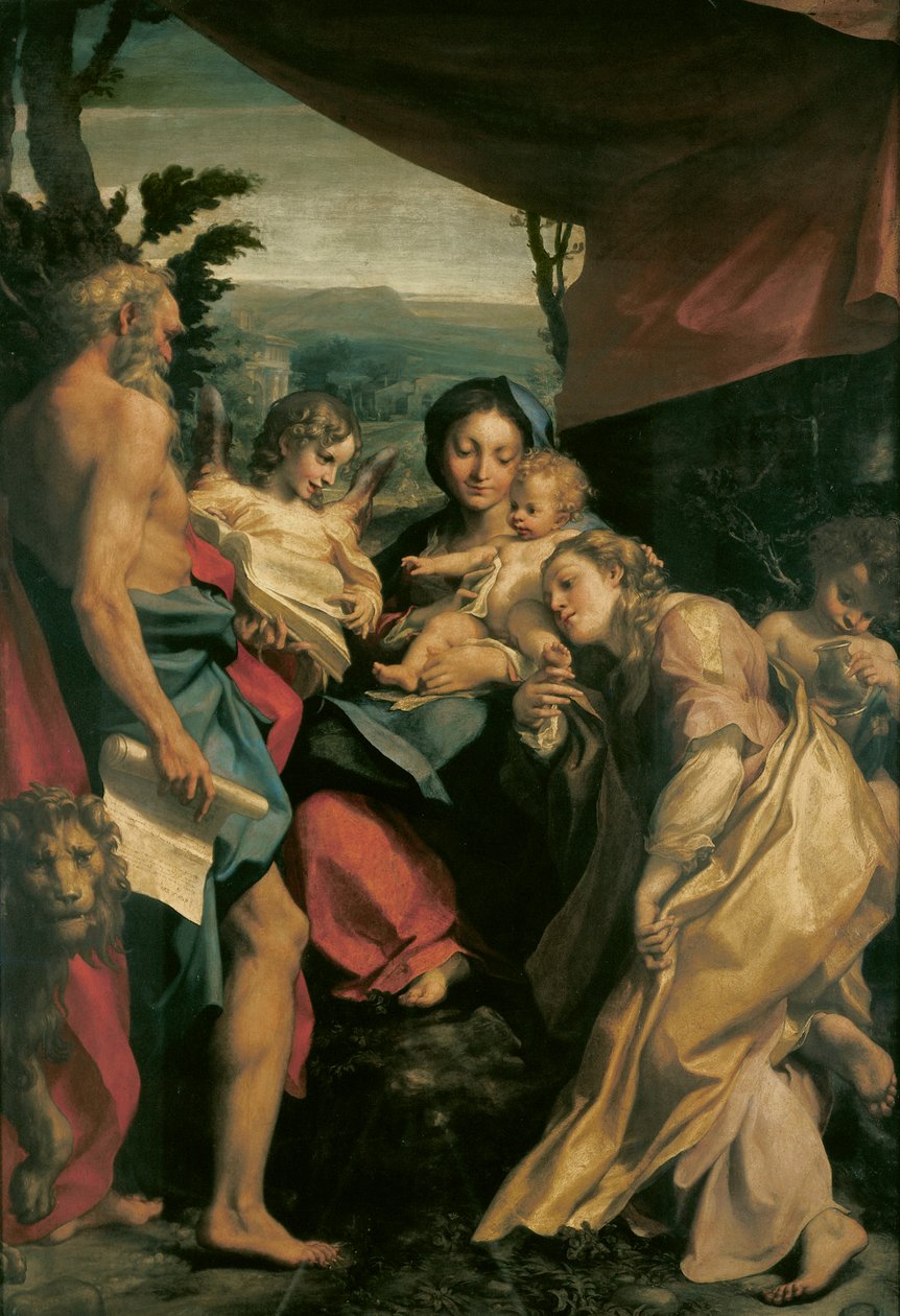 Virgen con San Jerónimo (El día) de Antonio Allegri, conocido como Correggio (1489-ca 1534), óleo sobre lienzo, 205x141 cm, ca. 1528 de (c.1489 1534) Correggio