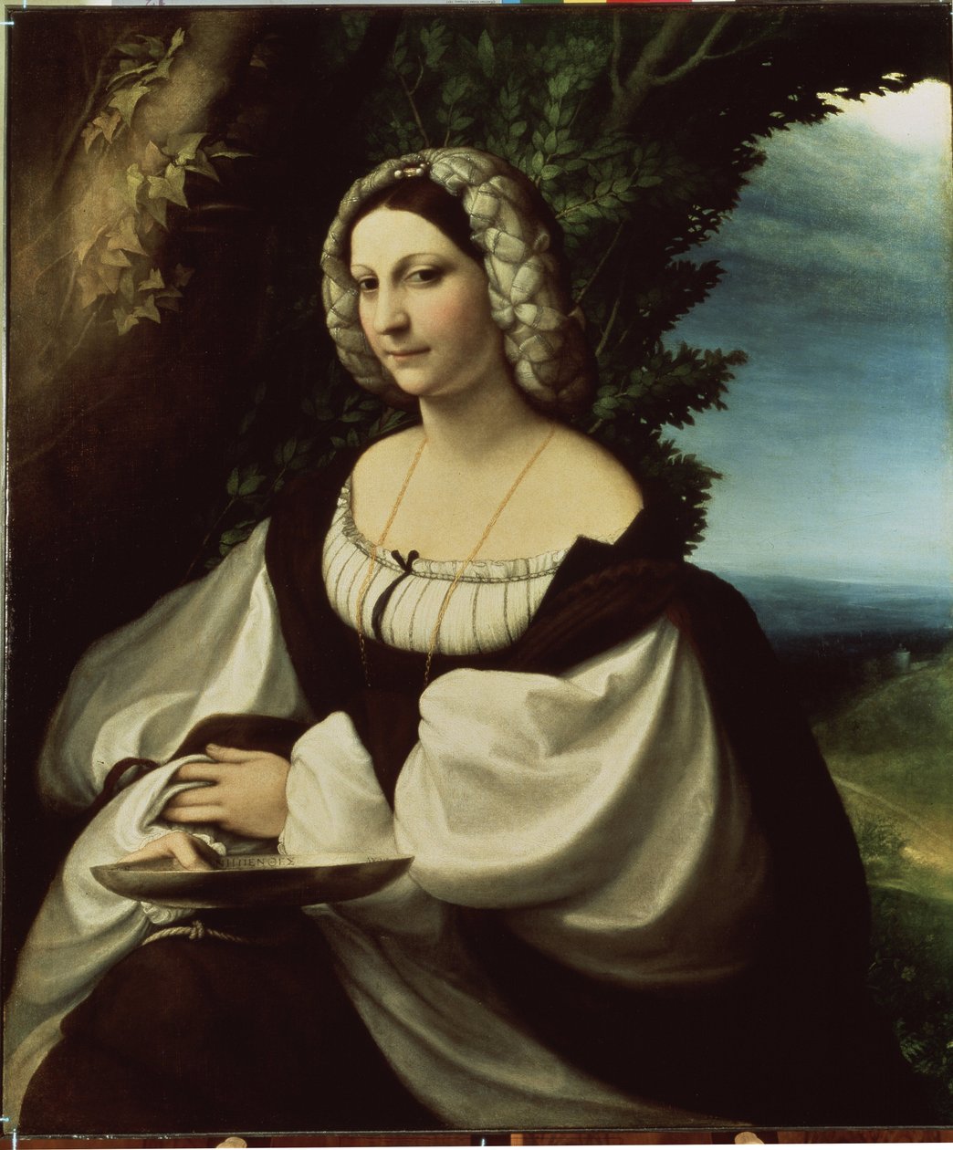 ""Portrait of a lady" (Retrato de una dama) Sería la poetisa Ginevra Rangone o Veronica Gambara (1485-1550), personalidades de la ciudad de Correggio. Pintura de Antonio Allegri conocida como Il Correggio (El Correge de (c.1489 1534) Correggio