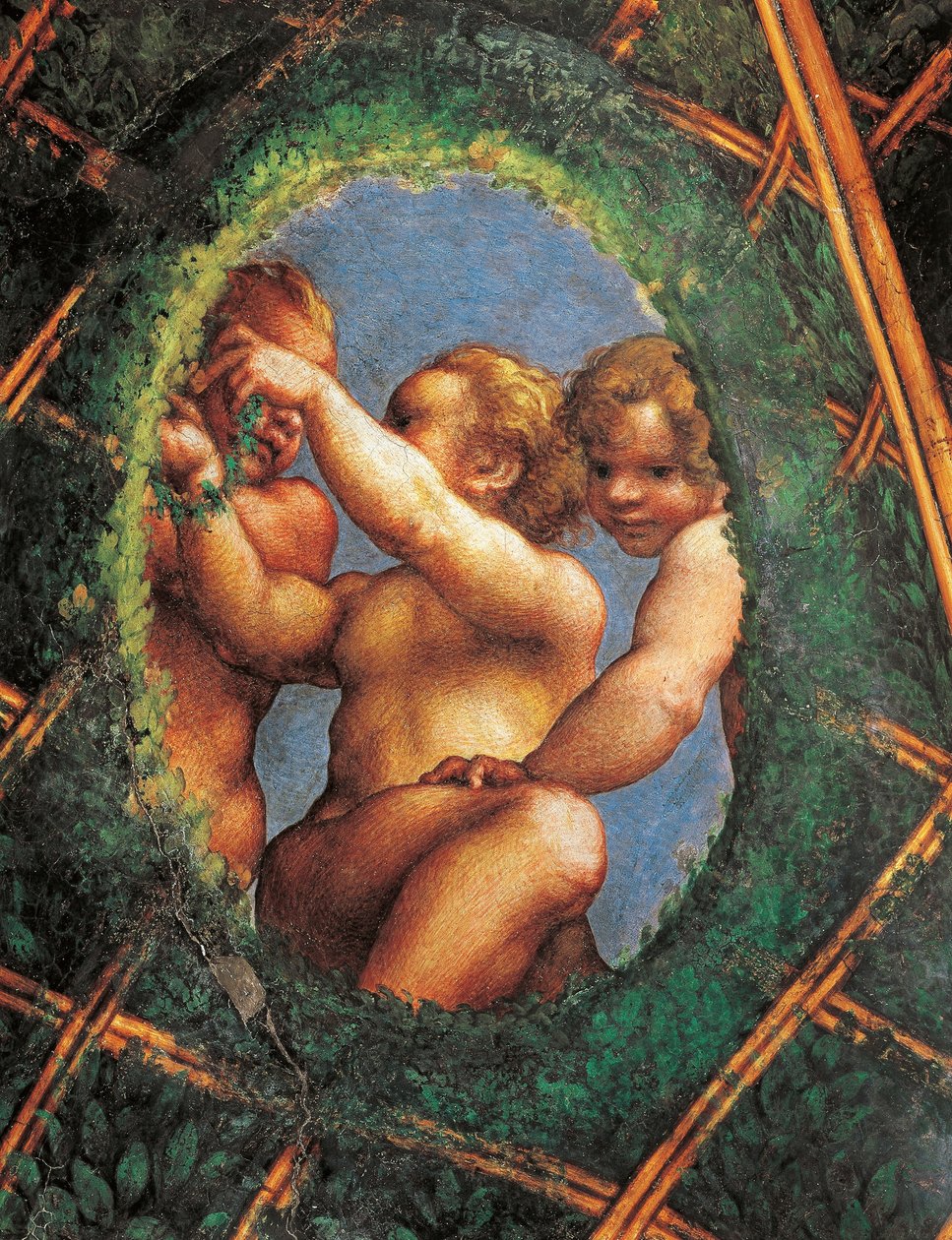 Ovate con querubines, detalle de la decoración de la Cámara de San Pablo o Cámara de la Abadesa de (c.1489 1534) Correggio