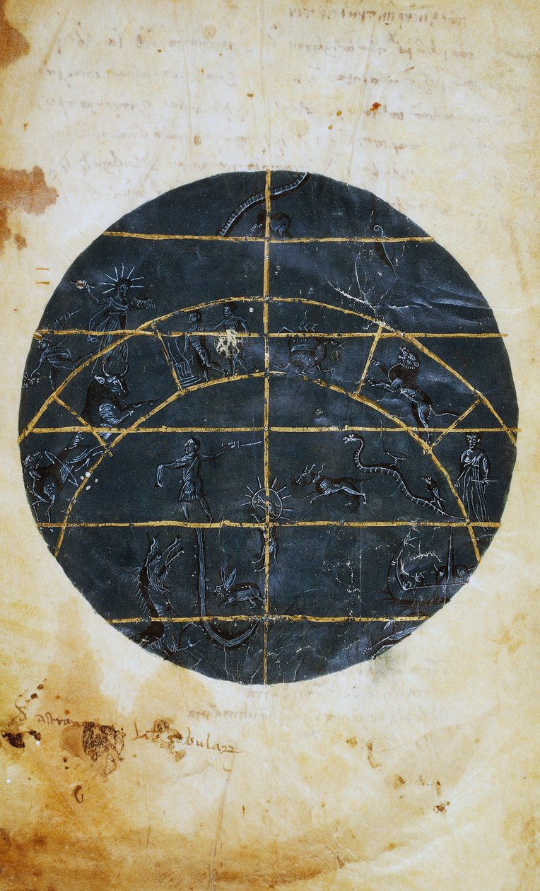 Hemisferio celeste septentrional, miniatura, tabla astronómica de Ptolomeo (h. 100-175), civilización helenística de (c.90 168)(after) Ptolemy