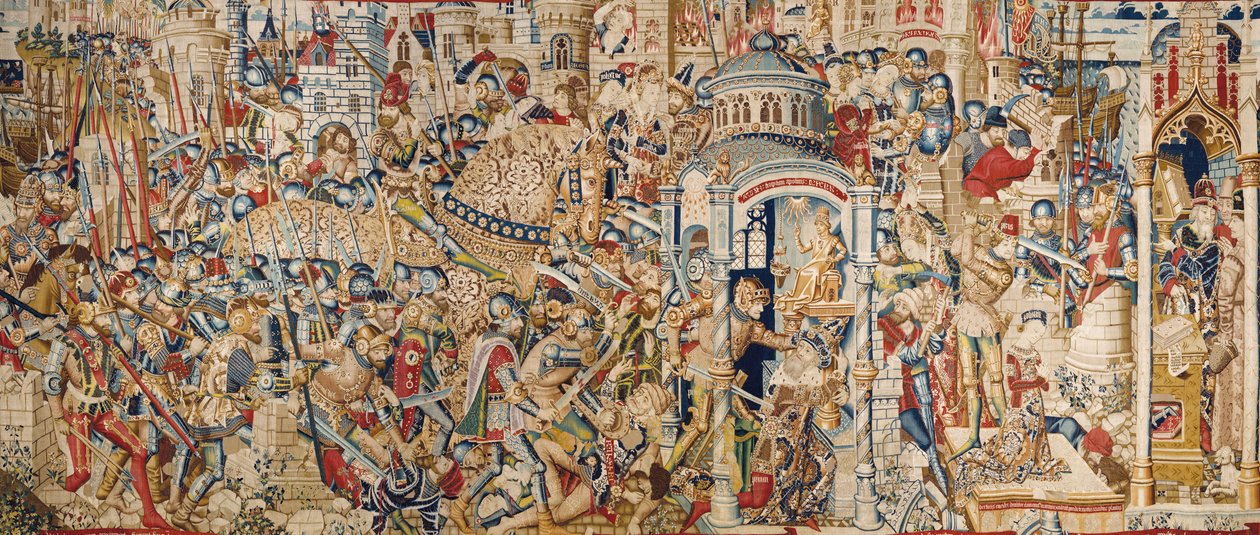 La guerra de Troya: La destrucción de Troya, c.1470 (tapiz) de (fl.1450 75) Master of Coetivy