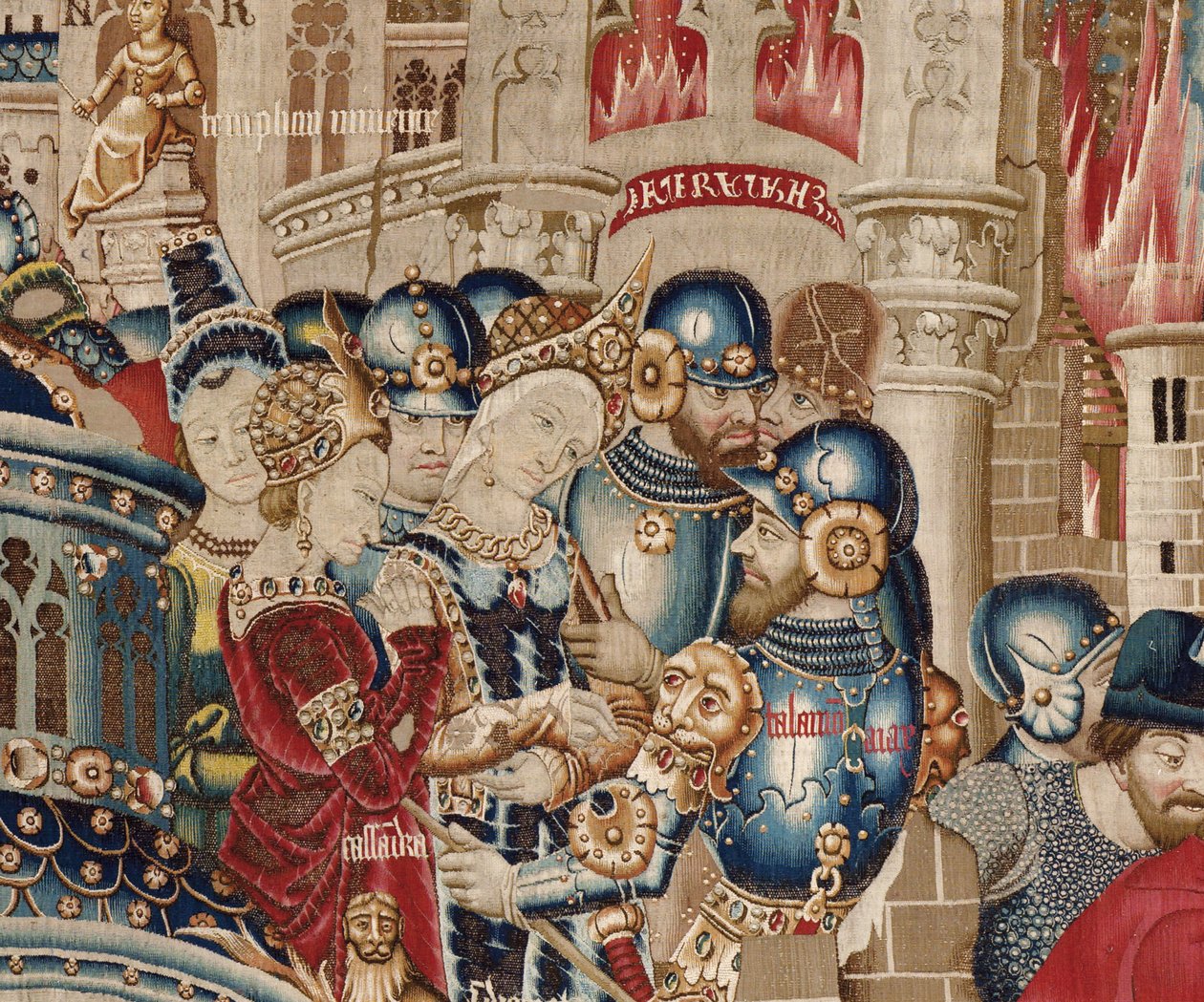 La guerra de Troya: La destrucción de Troya, c.1470 (tapiz) de (fl.1450 75) Master of Coetivy