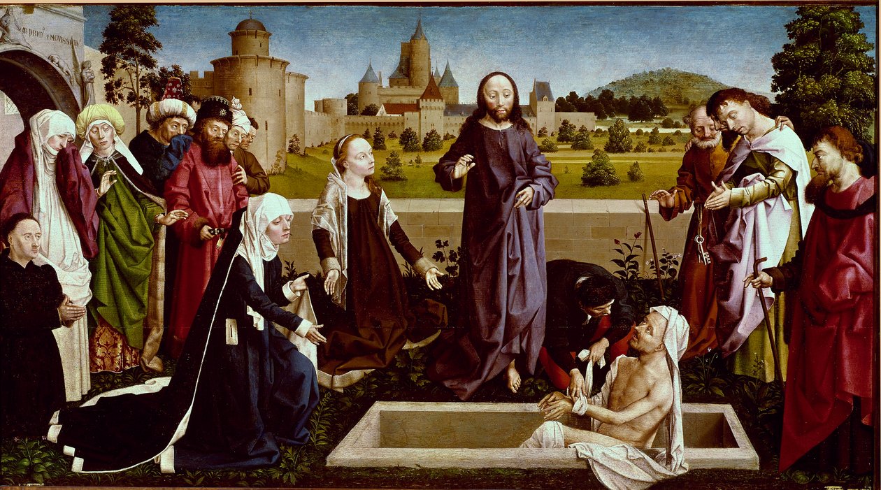 La Resurrección de Lázaro Pintura sobre madera del Maestro de Coetivy (Nicolas o Colas d