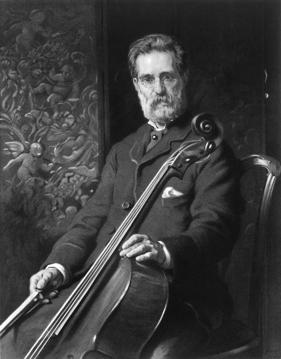 Retrato de Alfredo Piatti con violonchelo de Unknown