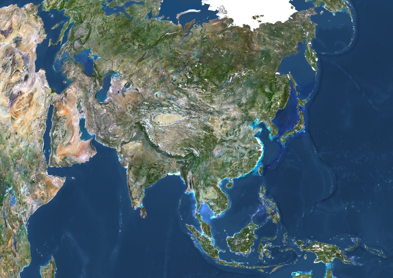 Asia, imagen satelital en color verdadero de Unknown