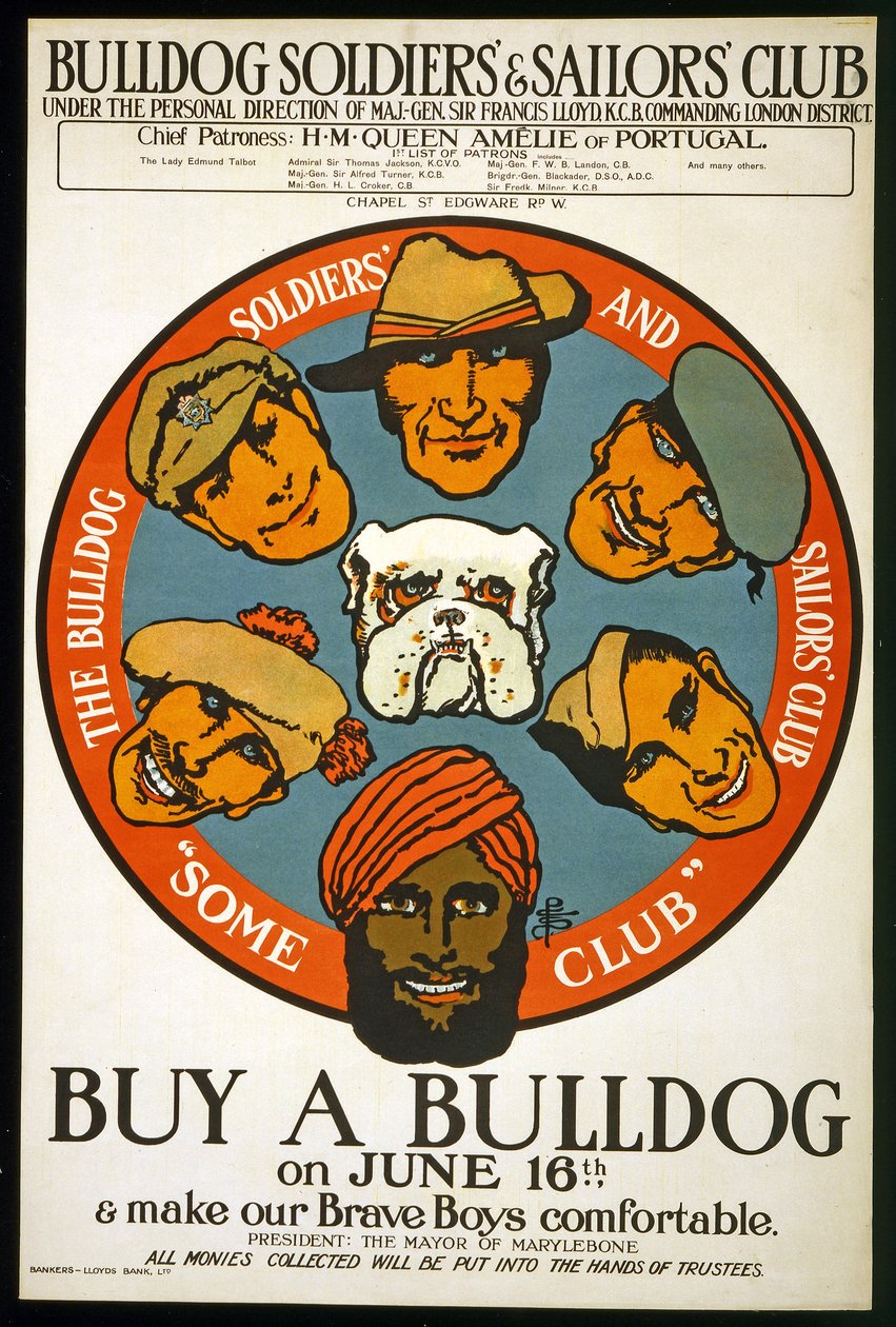 Compra un bulldog el 16 de junio y haz que nuestros valientes chicos estén más cómodos, c.1915 de Unknown