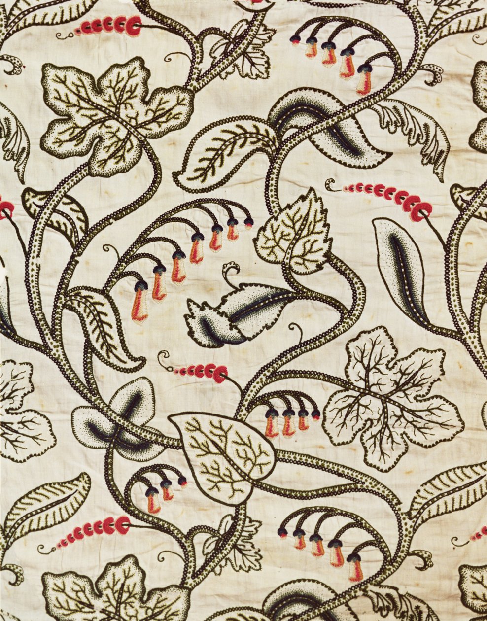 Colgante de Crewel con diseño floral, finales del siglo XVII de Unknown