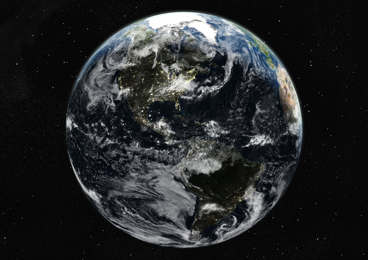 Globo centrado en las Américas, imagen satelital en color verdadero de Unknown