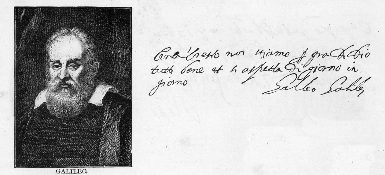 Escritura y firma de Galileo Galilei de una carta a su hermano menor, Michelangelo en Vilna, Lituania, escrita en Padua, 20 de noviembre de 1601 de Unknown