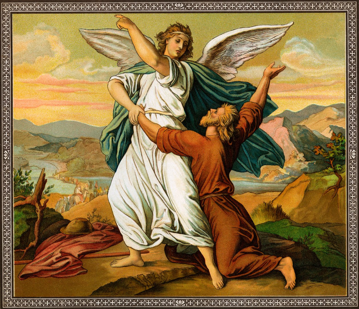 Jacob luchando con el ángel - Biblia de Unknown
