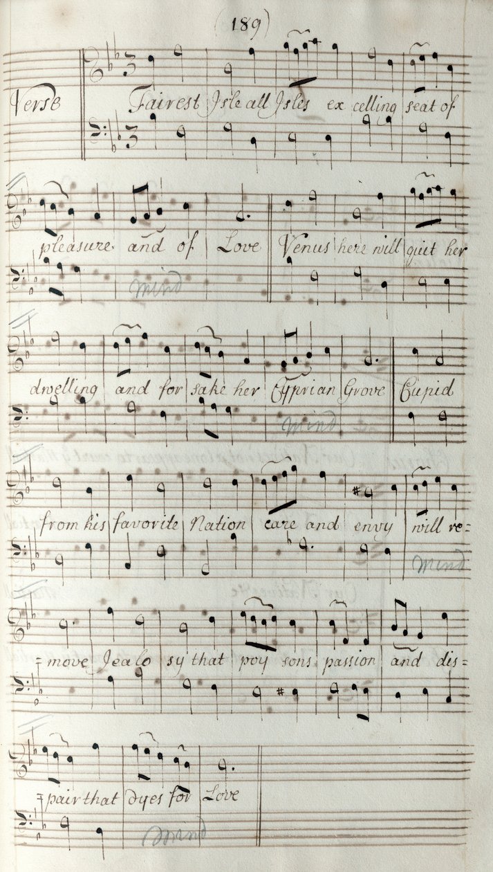 Partitura manuscrita de King Arthur, por Henry Purcell de Unknown